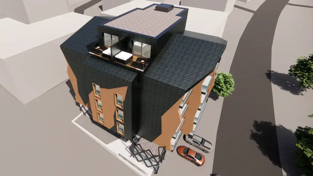 PLANHAK Hotel Almrausch Saalbach Hinterglemm Visualisierung Rooftop